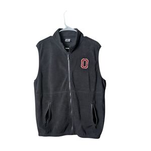 Ohio State OSU Soft Black Fleece Vest Red Logo Zipper Colorado Clothing EUC